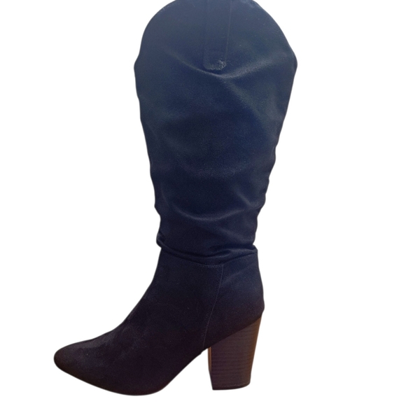 Sugar Faux Suede Knee High Black Slouch Boots Women's Size 8 - Picture 5 of 13